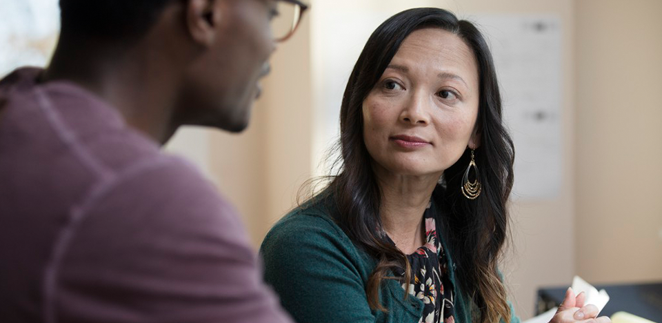 An employee talking to an employer