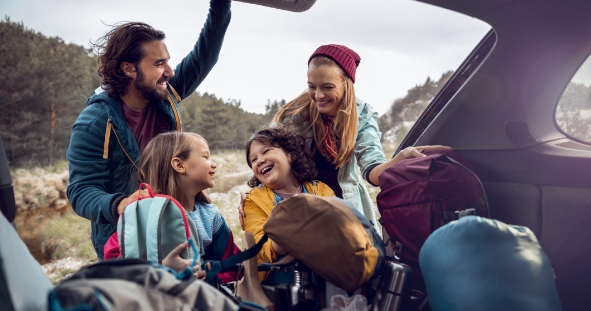 Family camping together.