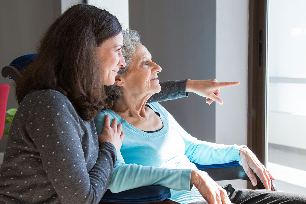 woman caring for her elderly mother